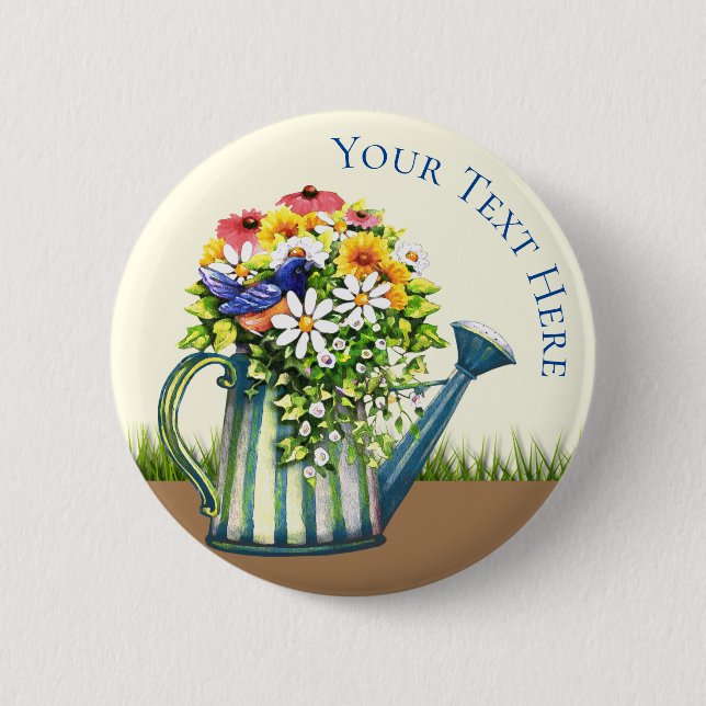 Wasserdose mit Wildblumen Button (Vorderseite)
