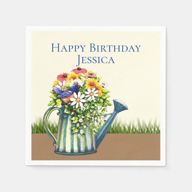 Wasserdose mit Wildblumen Serviette (Vorderseite)