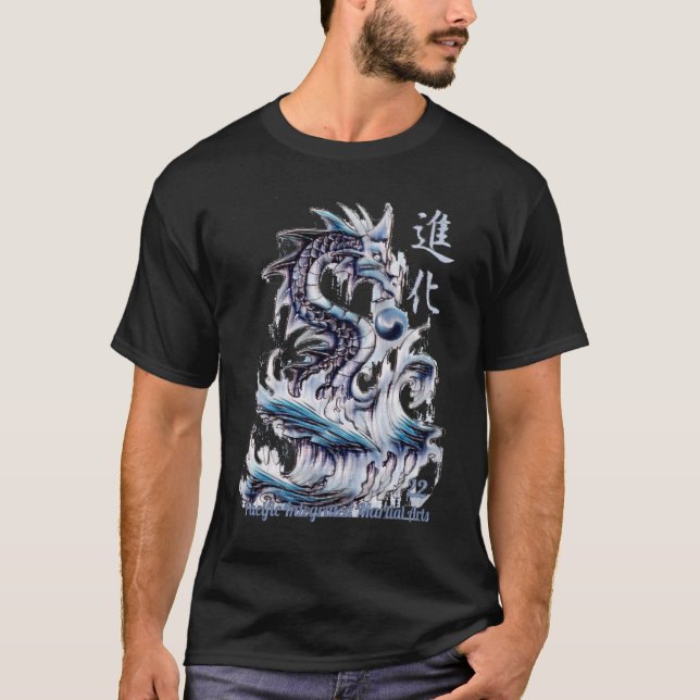 Wasserdrache 22 Yin Yang Kanji T-Shirt (Vorderseite)