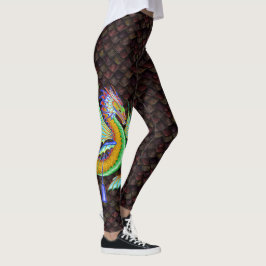 Wasserdrache mit Rot-Orange-Drachen-Skala Leggings