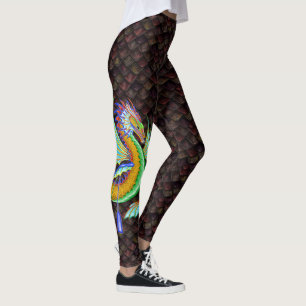 Wasserdrache mit Rot-Orange-Drachen-Skala Leggings