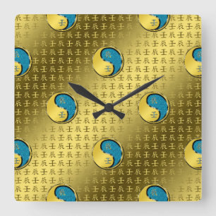 Wasserdrache Quadratische Wanduhr