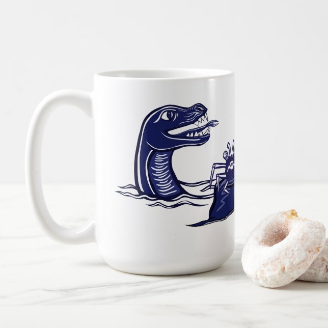 Wasserdrache und Monsterkrabbe Kaffeetasse (Mit Donut)