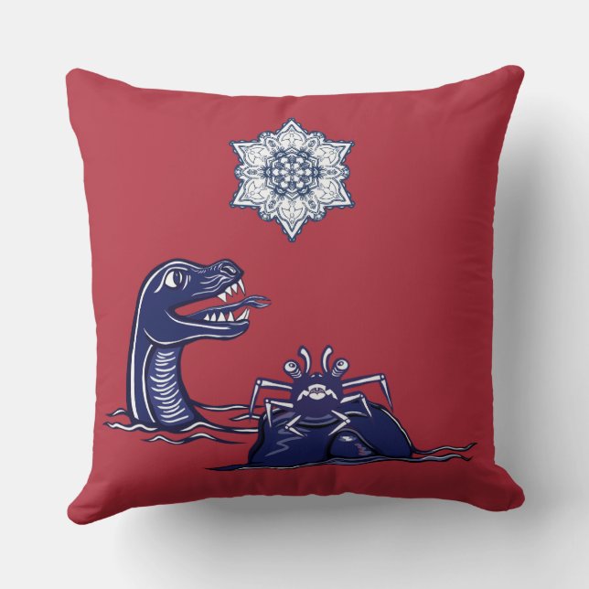Wasserdrache und Monsterkrabbe Kissen (Rückseite)