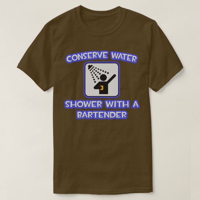 Wasserdusche mit Barkeeper sparen T-Shirt (Design vorne)