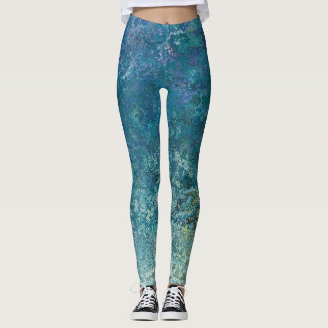 Wasserelement Inspiriert Alkoholtinte Abstrakt Leggings (Vorderseite)