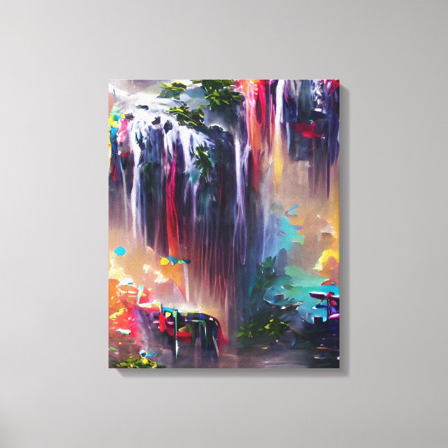 Wasserfall - Abstrakte Malerei Leinwanddruck (Vorderseite)