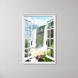 Wasserfall-Ansicht Trompe L'oeil Fake-Fenster Leinwanddruck