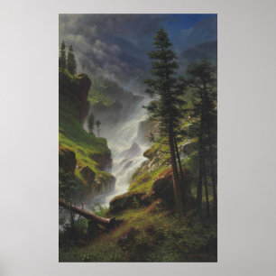 Wasserfall auf den Felsen Poster