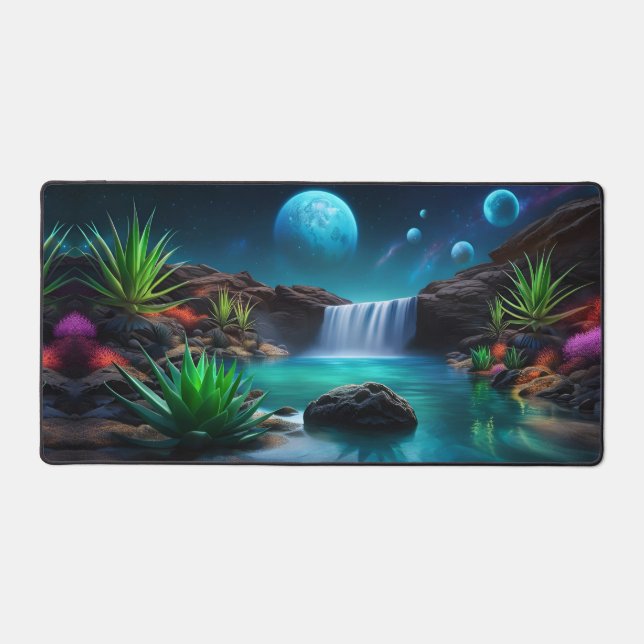 Wasserfall auf einem fernen Planeten Schreibtischunterlage (Vorderseite)