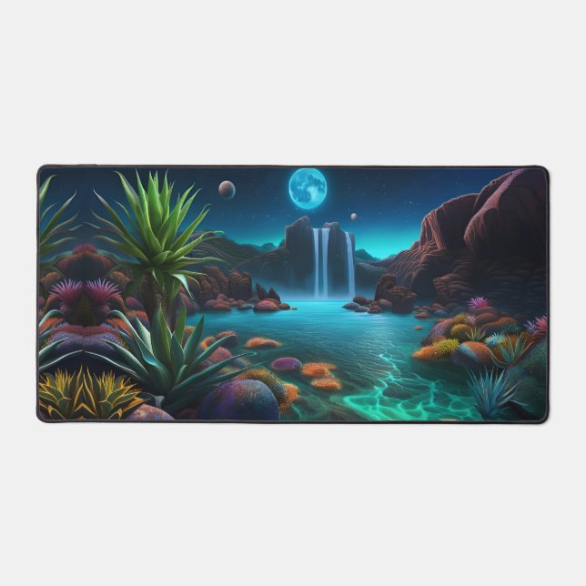 Wasserfall auf einem fernen Planeten Schreibtischunterlage (Vorderseite)