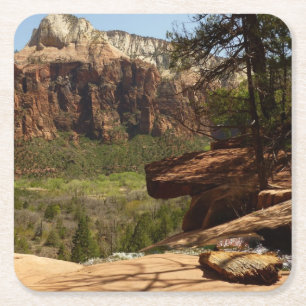 Wasserfall bei Emerald Pools im Zion National Park Rechteckiger Pappuntersetzer