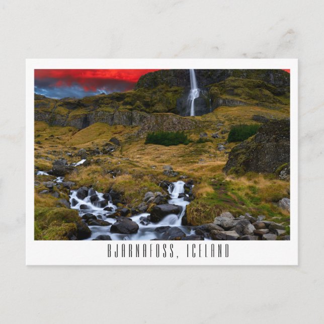 Wasserfall Bjarnafoss, Island, Postkarte (Vorderseite)