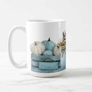 WASSERFALL BLUE & WHITE PUMPKINS CRATES JARS KAFFEETASSE