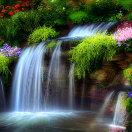 Wasserfall & Blume Jigsaw Puzzle