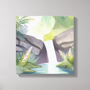 Wasserfall Flüstern   Natur Aquarell Landschaft Leinwanddruck