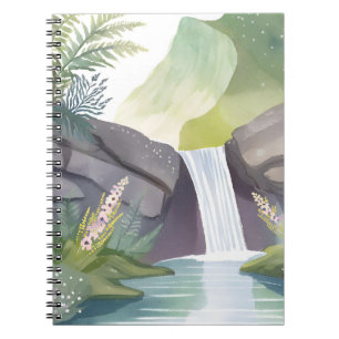 Wasserfall Flüstern Natur Aquarell Landschaft Notizblock