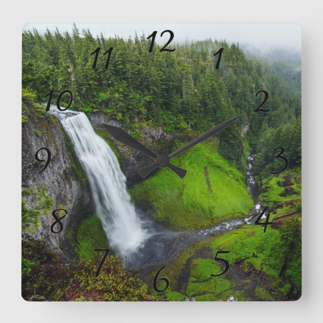 Wasserfall-Foto Quadratische Wanduhr (Vorderseite)