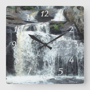 Wasserfall-Fotografie-Uhr Quadratische Wanduhr