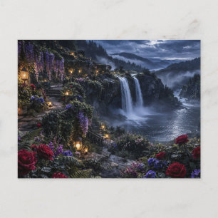Wasserfall-Garten-Postkarte Postkarte