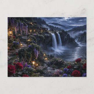 Wasserfall-Garten-Postkarte Postkarte