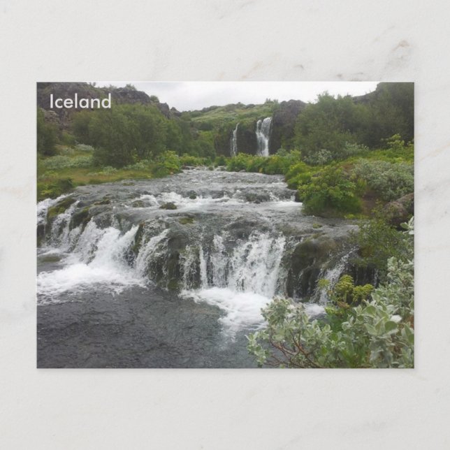 Wasserfall Gjáin im Þjórsárdalur-Tal, Island Postkarte (Vorderseite)