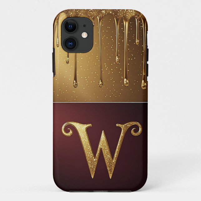 ✨ Wasserfall-Glitter-W-Monogramm-Tropf Luxus Case-Mate iPhone Hülle (Rückseite)