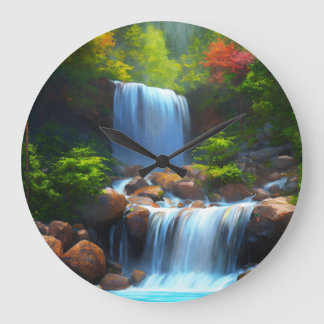 Wasserfall Große Wanduhr