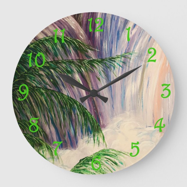 Wasserfall Große Wanduhr (Vorderseite)