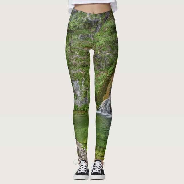 Wasserfall "Grüne Natur" Leggings (Vorderseite)