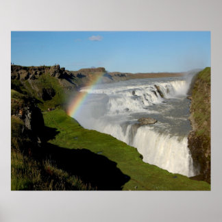 Wasserfall Gullfoss im Sommer Poster