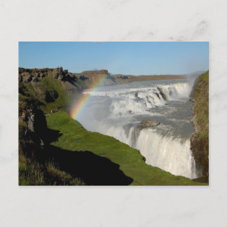Wasserfall Gullfoss im Sommer Postkarte