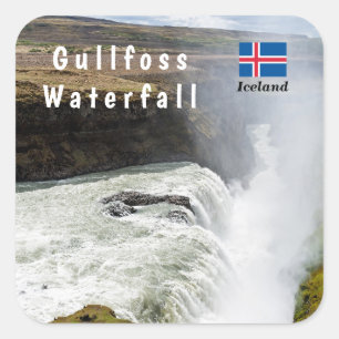 Wasserfall Gullfoss - Südwesten Islands Quadratischer Aufkleber