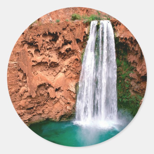 Wasserfall Havasupai Mooni Grand Canyon Arizona Runder Aufkleber (Vorderseite)