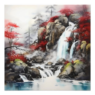 Wasserfall Herbstlandschaft Fotodruck