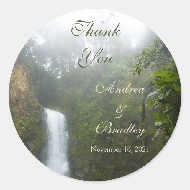 Wasserfall Hochzeit Personalisiert Gefallen Runder Aufkleber (Vorderseite)