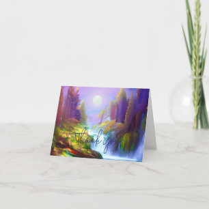 Wasserfall im Aquarellstil, anpassbar Karte