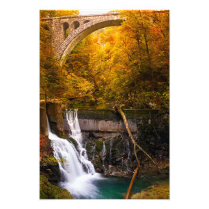 Wasserfall im Canyon der Vintgar-Schlucht im Herbs Fotodruck