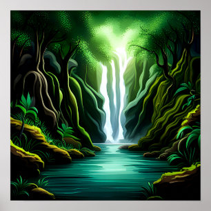 Wasserfall im Dschungel Poster
