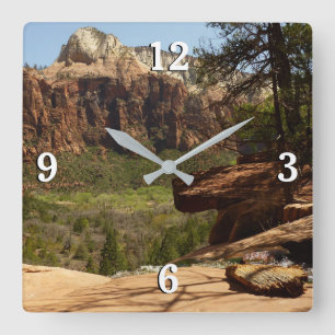 Wasserfall im Emerald Pools im Zion Nationalpark Quadratische Wanduhr