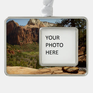 Wasserfall im Emerald Pools im Zion Nationalpark Rahmen-Ornament Silber