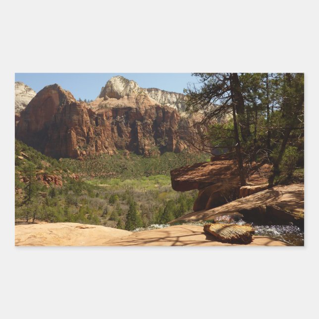 Wasserfall im Emerald Pools im Zion Nationalpark Rechteckiger Aufkleber (Vorderseite)