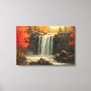Wasserfall im Fall Sonnenuntergang Leinwanddruck