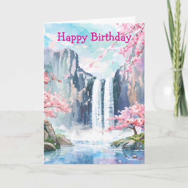 Wasserfall im Frühling Karte (Vorderseite)