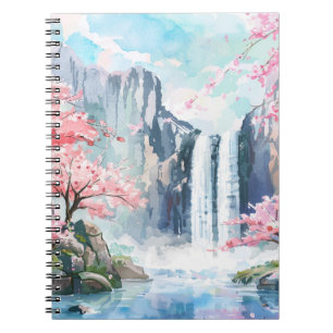Wasserfall im Frühling Notizblock