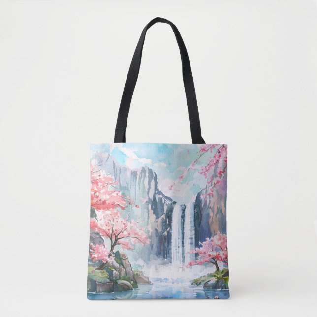 Wasserfall im Frühling Tasche (Vorderseite)