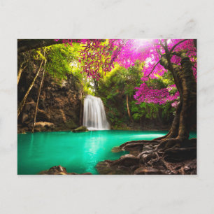 Wasserfall im Herbstwald Postkarte