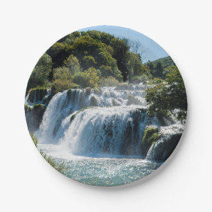 Wasserfall im Krka Nationalpark - Dalmatien, Kroat Pappteller