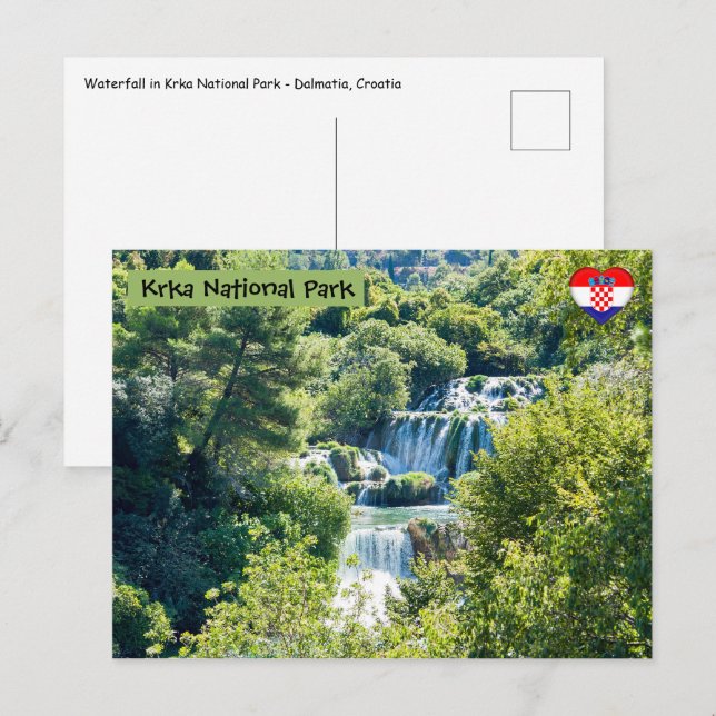 Wasserfall im Krka Nationalpark - Dalmatien, Kroat Postkarte (Vorne/Hinten)