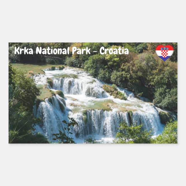 Wasserfall im Krka Nationalpark - Dalmatien, Kroat Rechteckiger Aufkleber (Vorderseite)